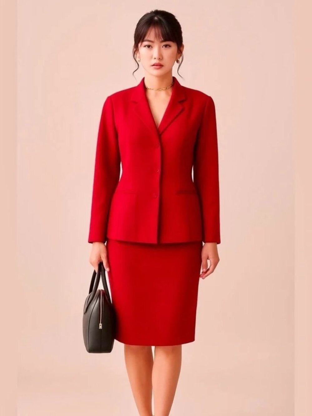 VINTAGE 90’s Ports International Power Red 100% Wool Skirt Suit Size 8